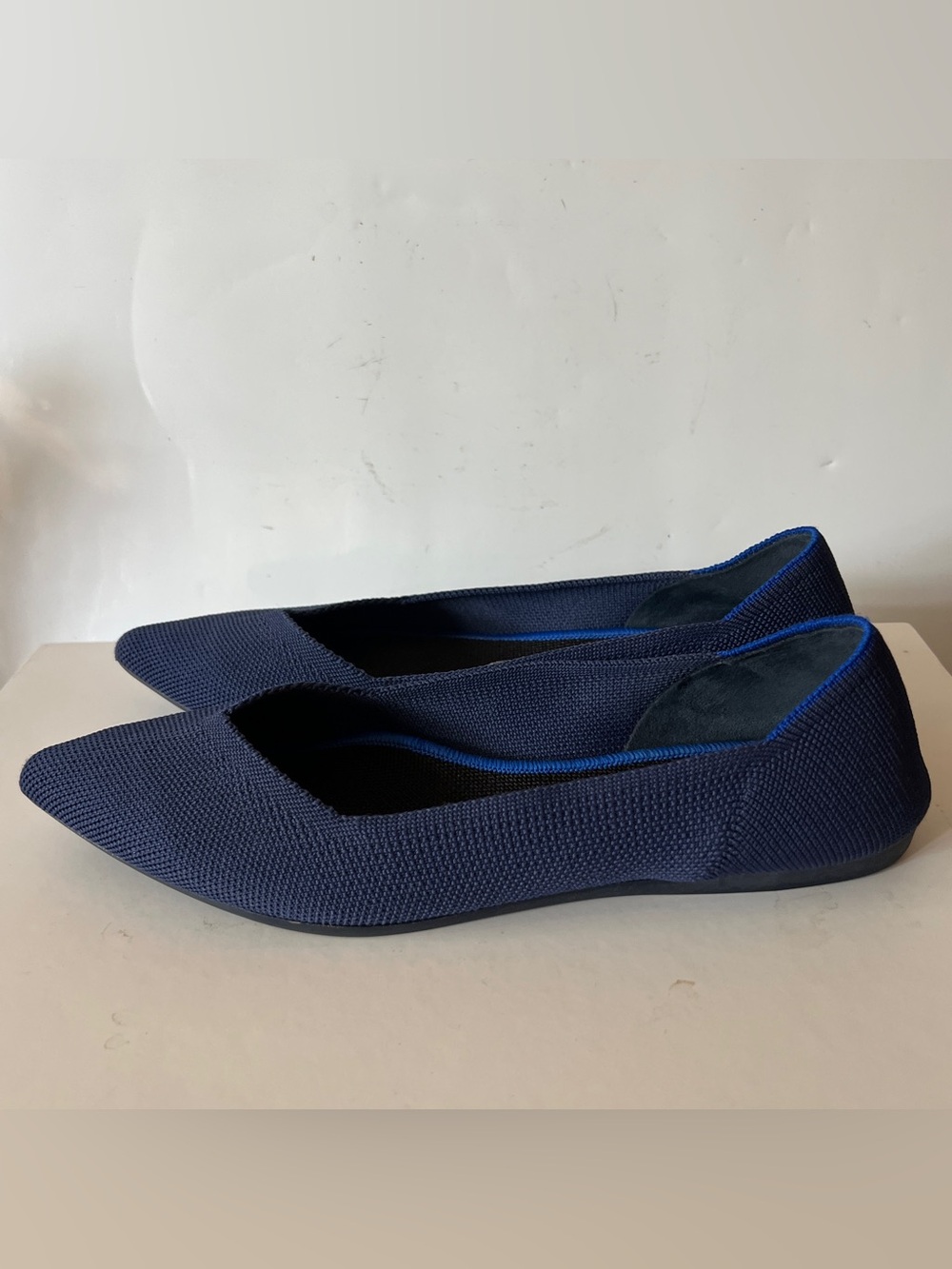 Rothy’s Women’s The Point Maritime Navy Blue Knit Ballet Light Flat Shoe Size 9